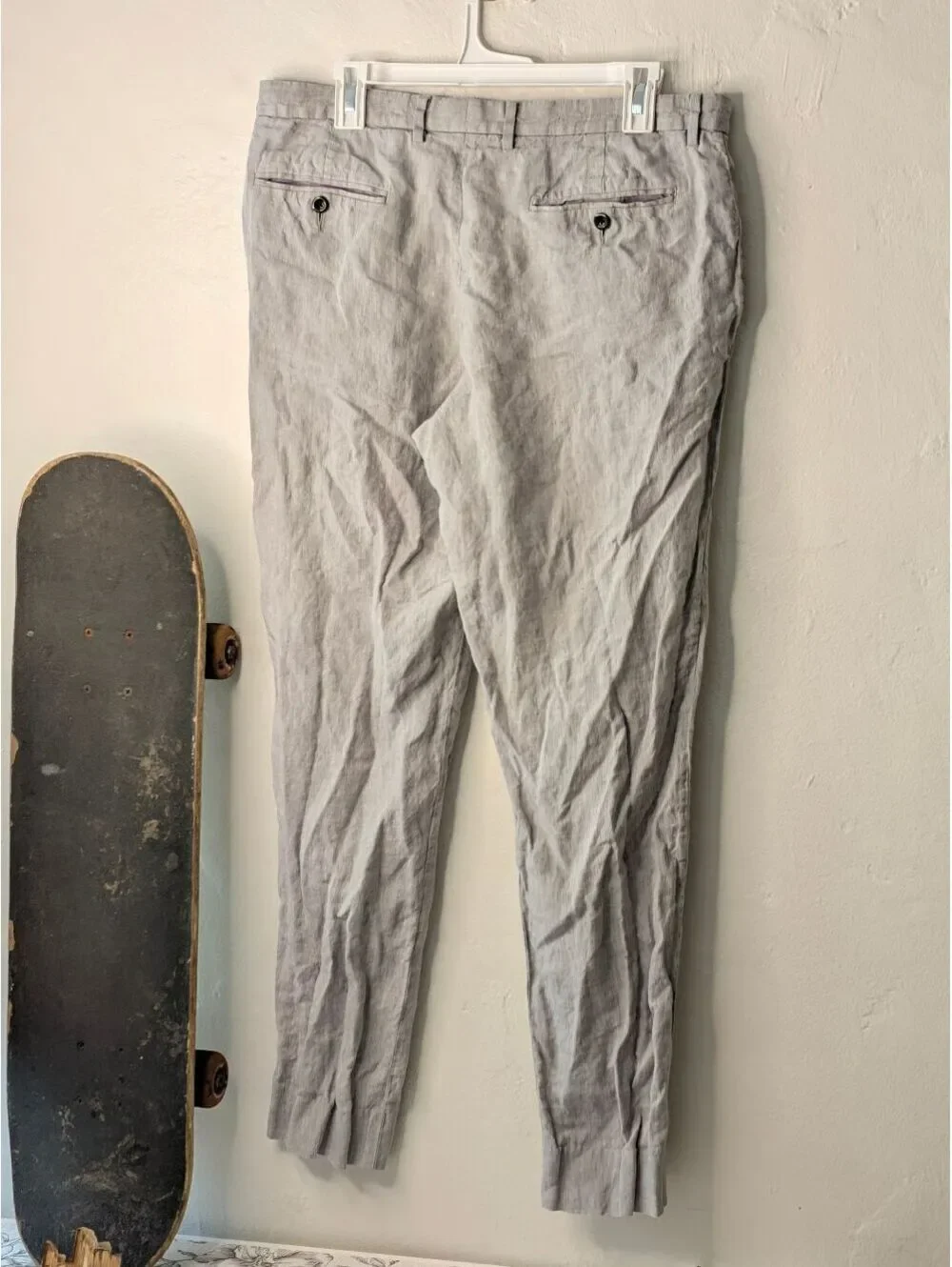 J.Crew Bowery Linen Pants Size W34 L32 Light Gray